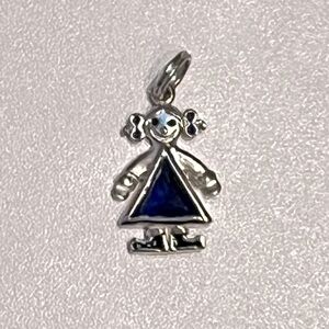 September Birthstone Girl Charm Pendant  .925 Sterling Silver